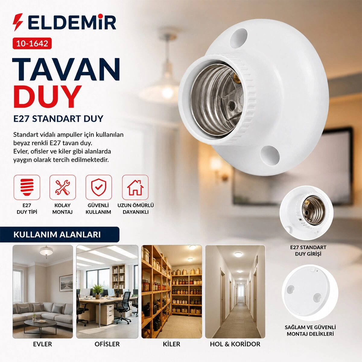ASEL ( E27 ) ( KOLAY MONTAJ ) TAVAN DUY*60X1