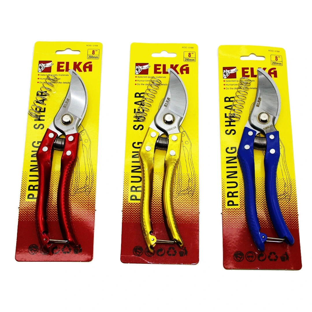 ELKA PRUNING SHEAR KOD-0168 ( GENİŞ AĞIZ ) ( 8 -200MM ) ÇELİK BAĞ MAKASI ( YEDEK YAYLI )*12X10