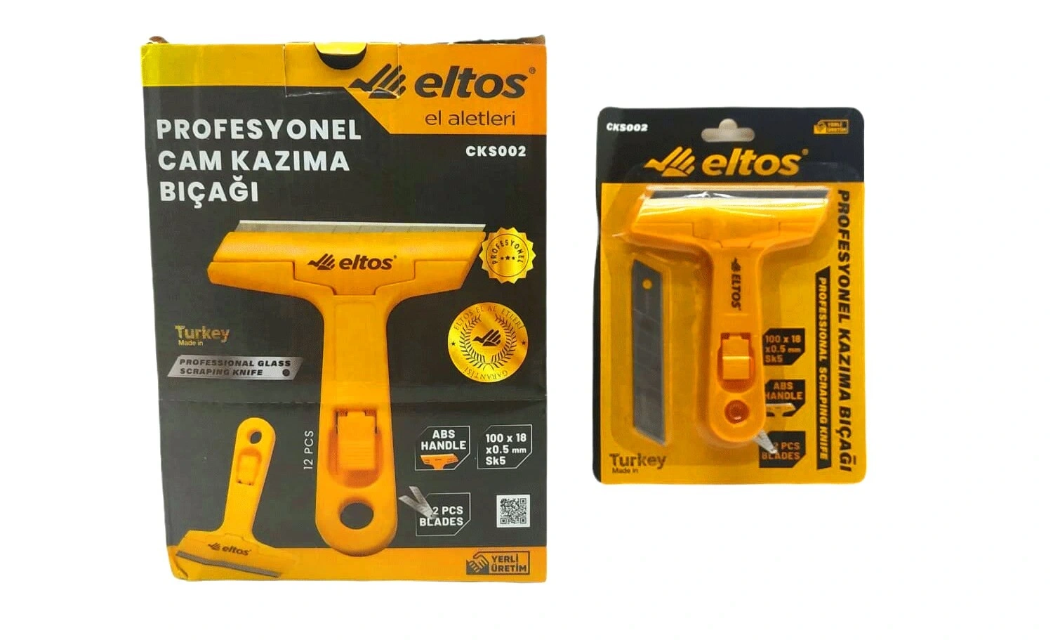 ELTOS CKS-002 ( PROFESYONEL & OYNAR BAŞLI ) CAM KAZIMA & BUZ KAZIYICI BIÇAK (PLASTİK SAP & YEDEK BIÇAK)*12X10