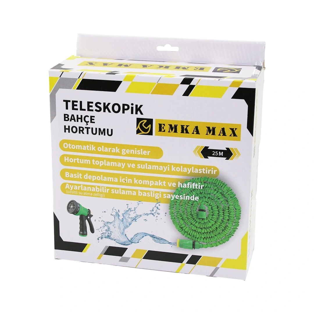 EMKA MAX EMKA-5465-5424 ( 25MT ) ( TELESKOPİK UZAYAN ) BAHÇE HORTUMU ( 7 FONKSİYON AYARLI TETİKLİ TABANCA )*24