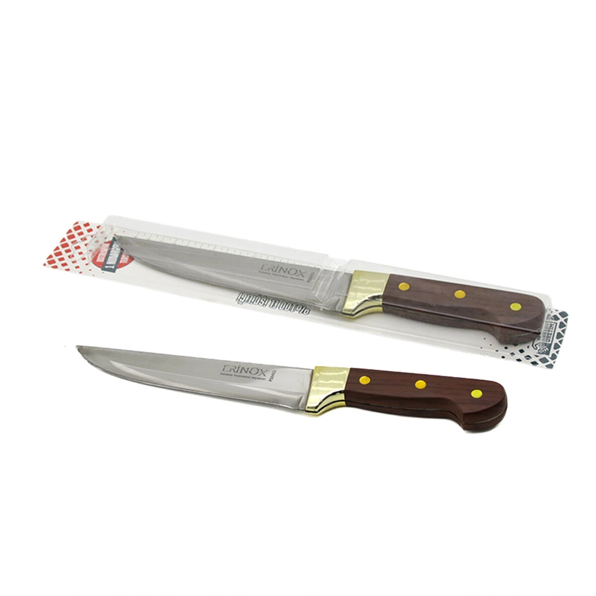 ERİNOX ( PS-0403 ) ( NO-3 ) ( KASAP ) ET BIÇAK & KURBAN ( SARI AHŞAP GÖRÜNÜM PLASTİK SAPLI )*15X8