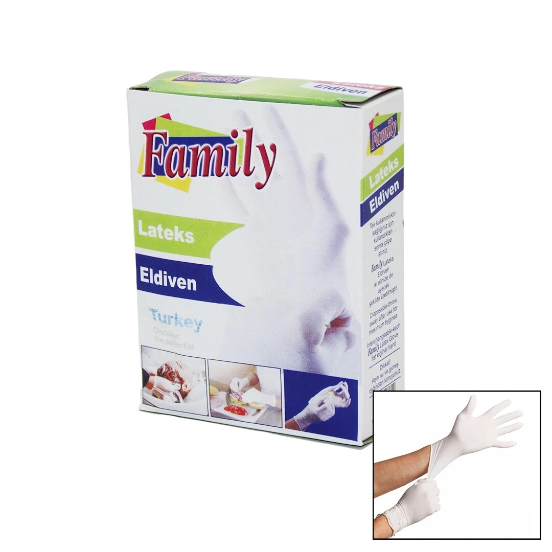 MERCAN FAMİLY ( 6PCS ) ( S-M & M-L BEDEN ) LATEX MUAYENE ELDİVENİ ( LATEKS )*50X5