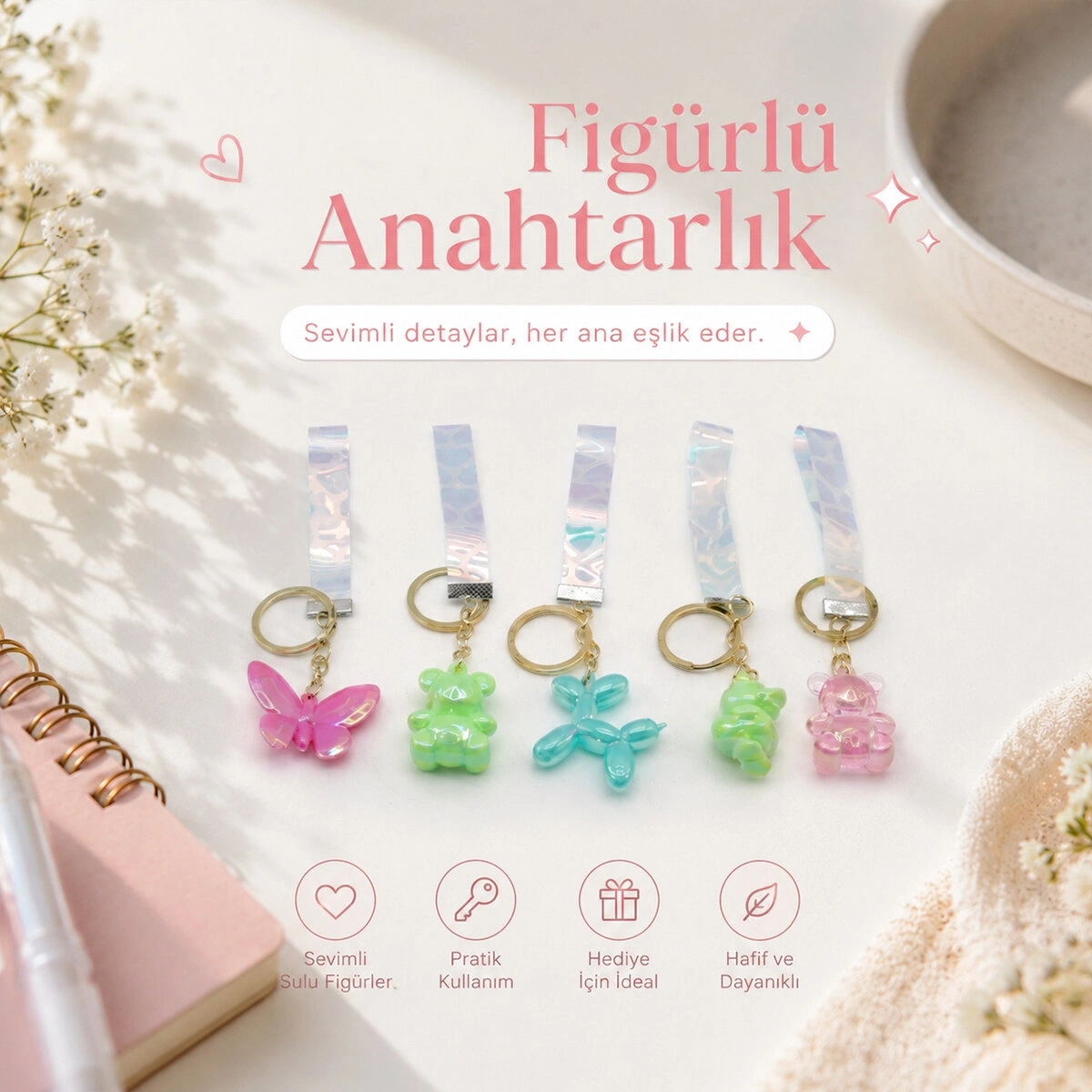 FASHION ACCESSORY K-6073 FİGÜRLÜ ANAHTARLIK ( MİX = DESEN & RENK )*12X60