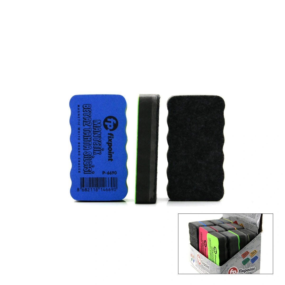 FİXPOİNT P-6690 ( EKO ) TAHTA SİLGİSİ ( RENKLİ PLASTİK TUTACAK )*12X40