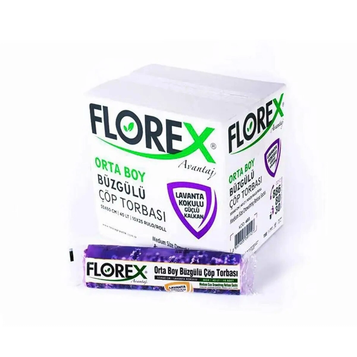 FLOREX-503 AVANTAJ ( LAVANTA KOKULU ) ( BÜZGÜLÜ ) ( BÜYÜK ) ( 10PCS ) 65X70CM ÇÖP TORBA*25=K