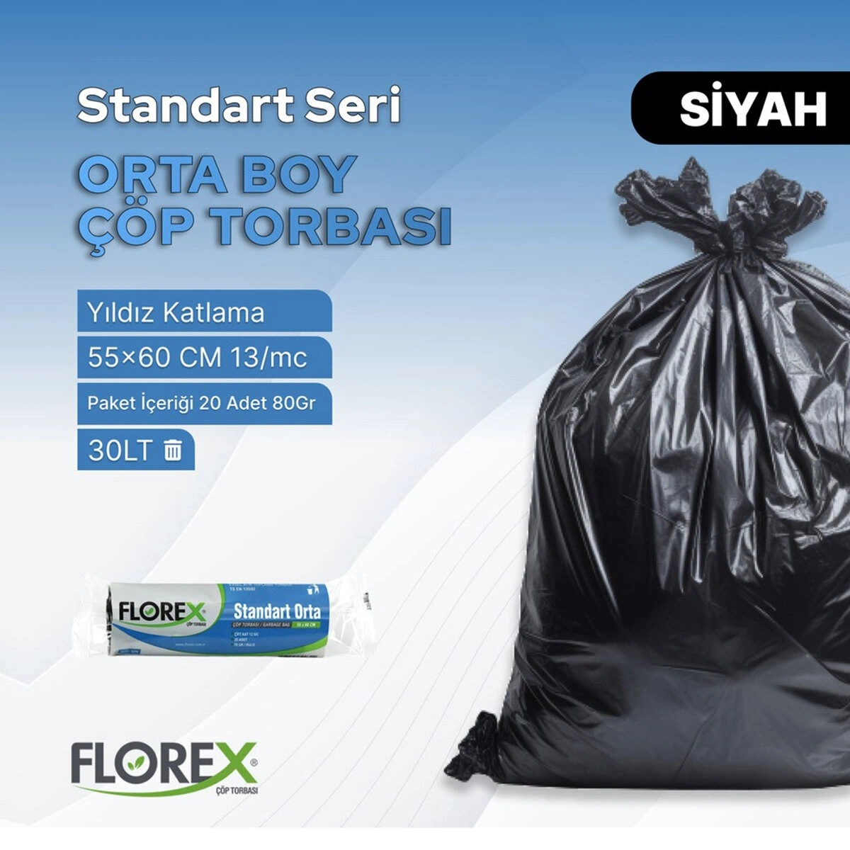 FLOREX-525 ÇÖPSAR ( ORTA BOY ) ( 20PCS) 55X60CM.ÇÖP TORBASI*50=K