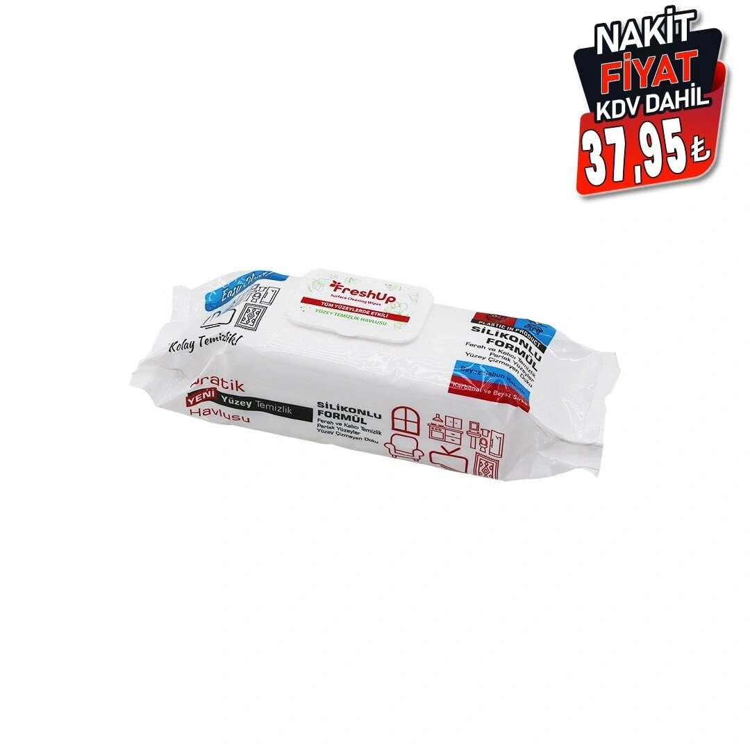 FRESHUP ( 100PCS ) ( GENEL YÜZEY TEMİZLİK HAVLUSU & BEYAZ SABUN KOKULU ) ISLAK MENDİL*12=K