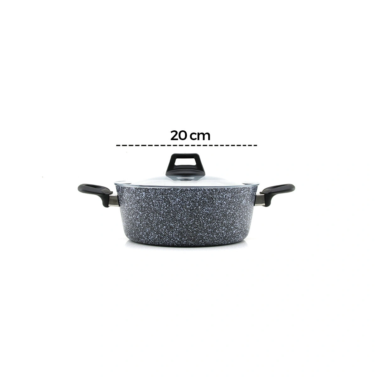 GAB ÇIRAĞAN ( GRİ ) ( 7 PARÇA ) GRANİT TENCERE & TAVA SETİ ( 20-24CM DERİN & 27CM BASIK CAM KAPAK TENCERE & 26CM TAVA)*1