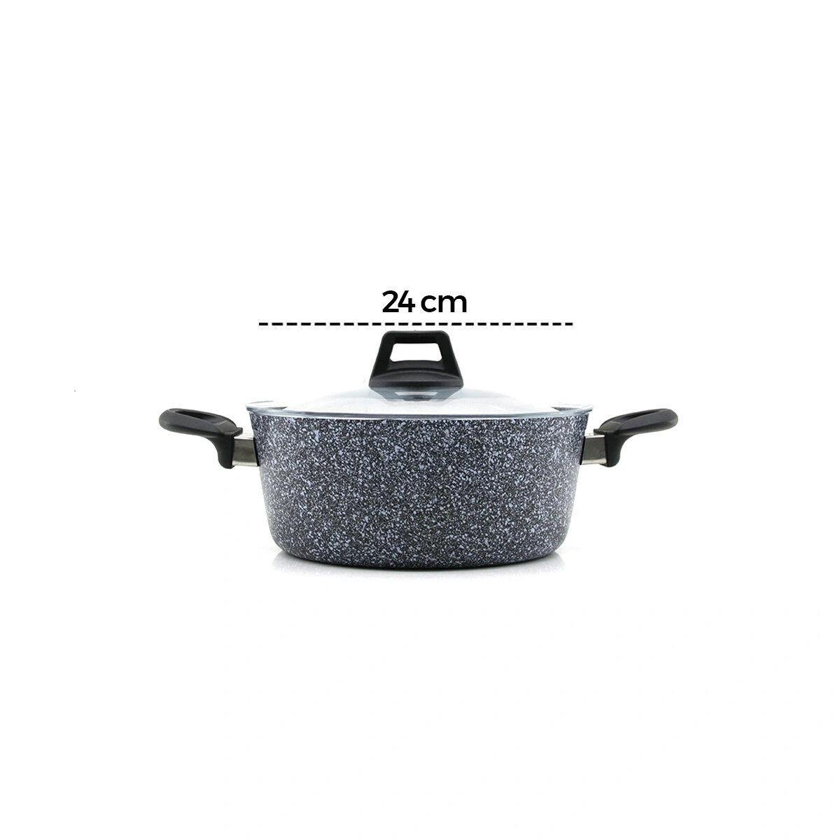GAB ÇIRAĞAN ( GRİ ) ( 7 PARÇA ) GRANİT TENCERE & TAVA SETİ ( 20-24CM DERİN & 27CM BASIK CAM KAPAK TENCERE & 26CM TAVA)*1