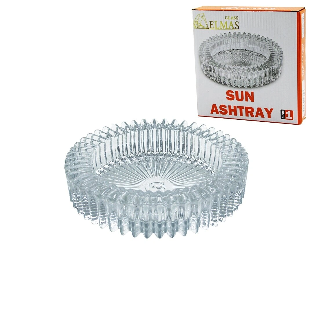 GLASS ELMAS ( SUN ASHTRAY ) MR-813 GÜNEŞ ( YUVARLAK ) ( CAM ) KÜLLÜK ( ÇAP: 14.5CM & Y: 3.2CM ) ( BRKT-489764 )*24