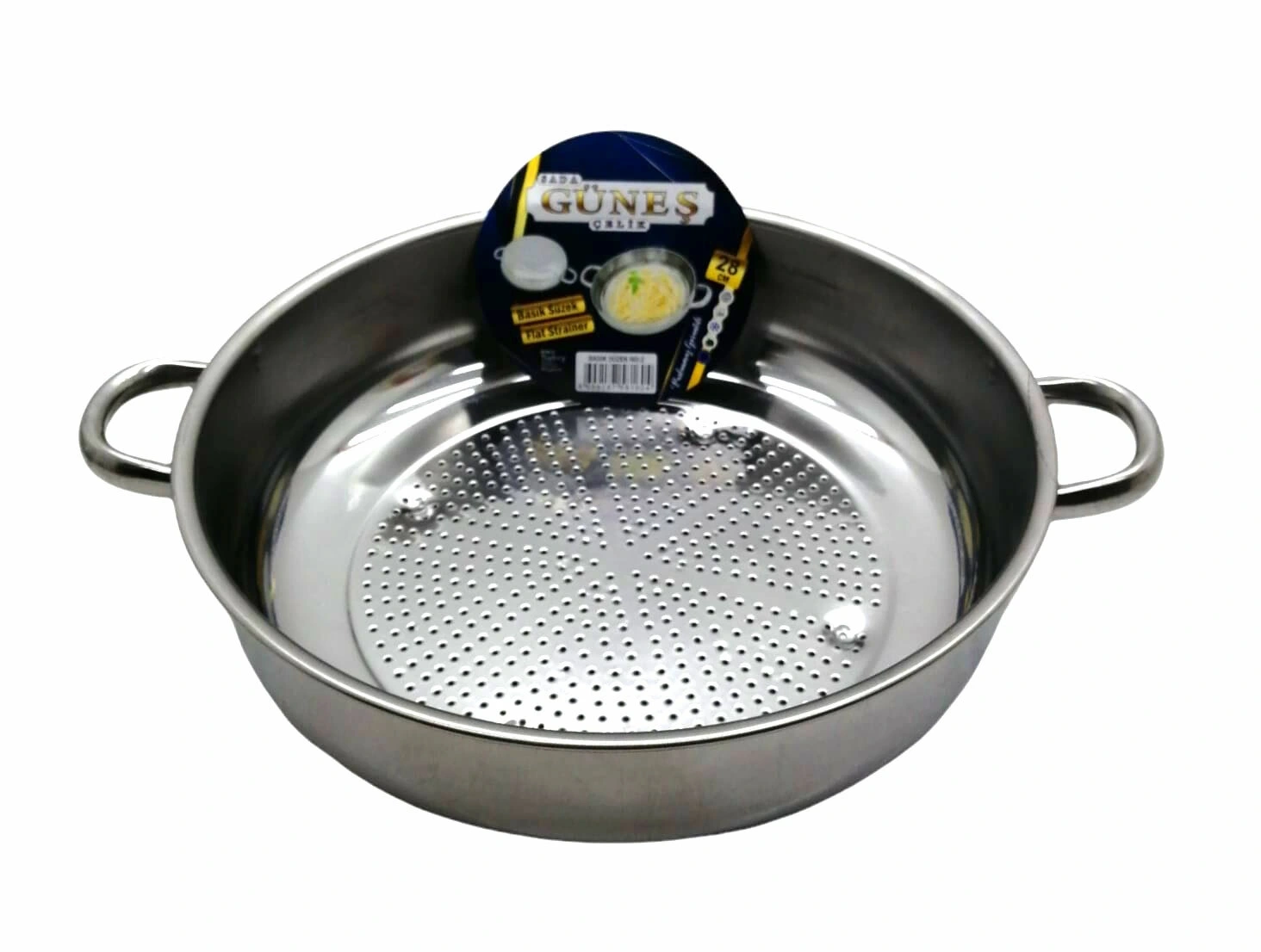 GÜNEŞ ( NO-2 ) ( 28CM ) ( BASIK ) SÜZEK METAL SÜZGEÇ ( KULPLU )*75