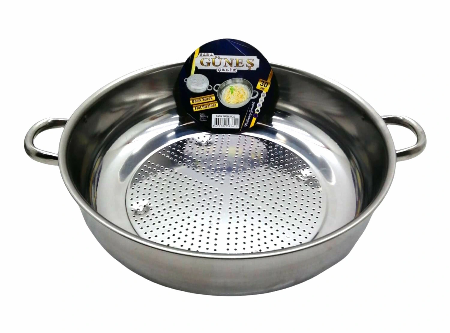 GÜNEŞ ( NO-3 ) ( 30CM ) ( BASIK ) SÜZEK METAL SÜZGEÇ ( KULPLU )*50