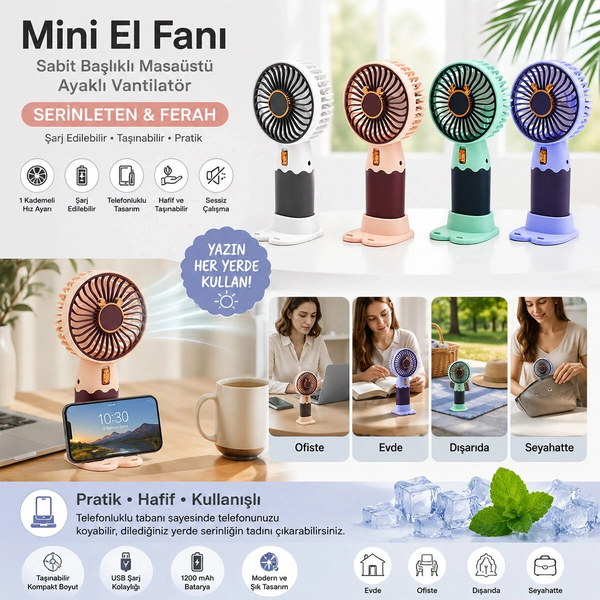 HANDHELD FAN DG-139A MİNİ EL FANI (SABİT BAŞLIK) (1-KADEME HIZ) (TELEFONLUKLU M.ÜSTÜ AYAK) VANTİLATÖR*144