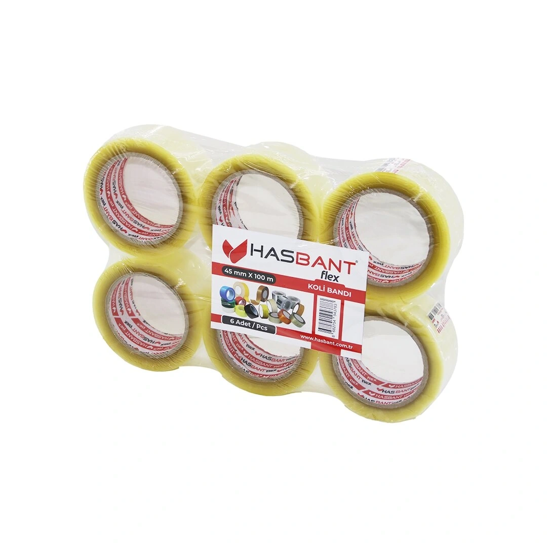 HASBANT ( ŞEFFAF ) ( FLEX HOTMELT ) ( 45MMX100MT ) KOLİ BANTI*6X12