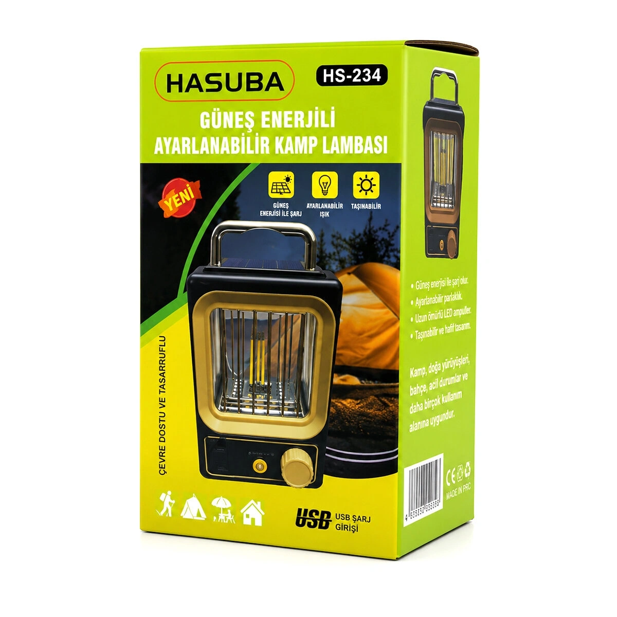 HASUBA HS-234 ( SOLAR & GÜNEŞ ENERJİLİ ) ( USB ŞARJLI ) NOSTALJİ SOLAR LAMBA ( 1500mAh )*80