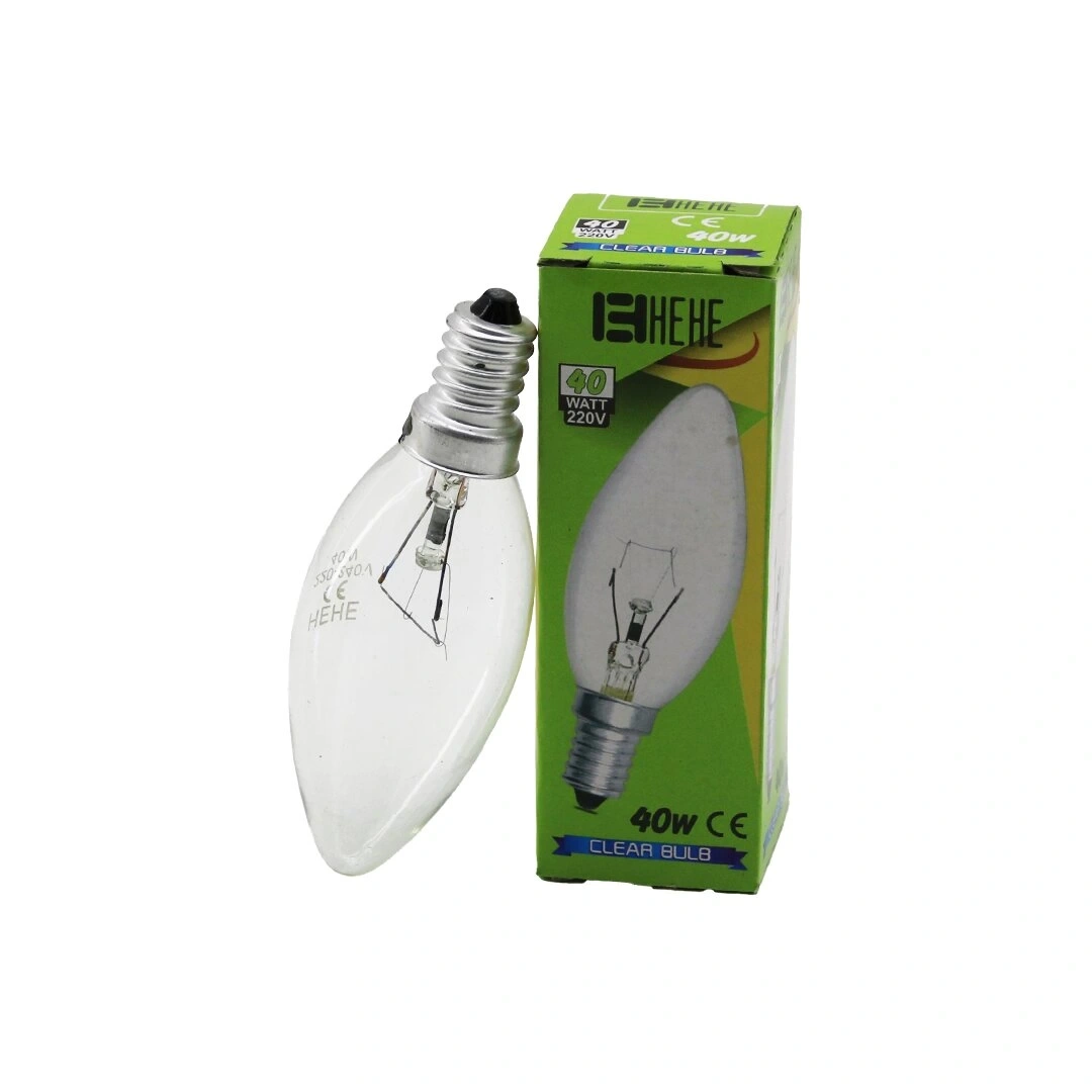 HEHE ULB-HA ( 40W ) ( E14 ) ( ŞEFFAF & DÜZ ) ( SARI RENK ) MUM AMPUL*10X10
