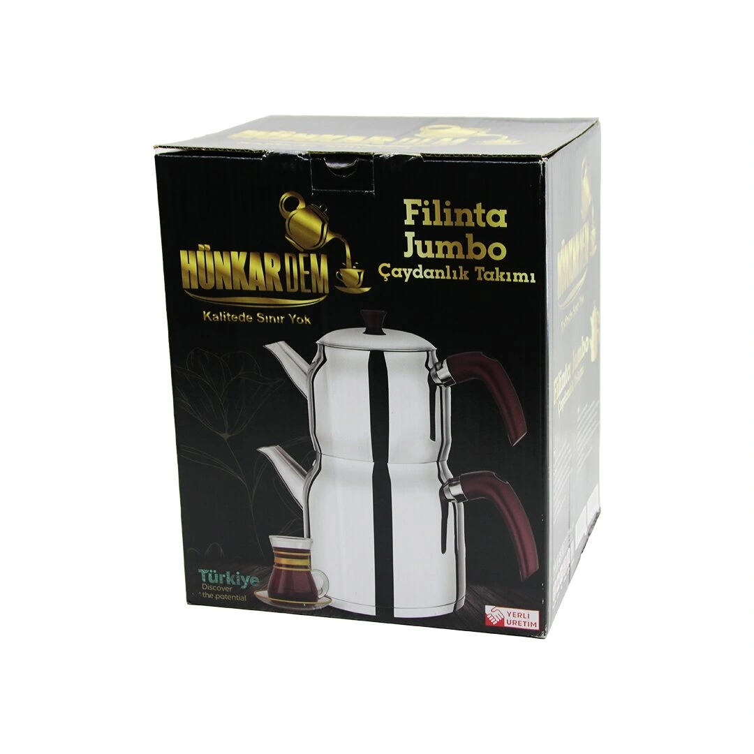 HÜNKARDEM FİLİNTA ( JUMBO BOY ) ( ÇELİK ) ÇAYDANLIK SETİ ( ÇİFT KAPAKLI ) ( RENKLİ BAKALİT KULP ) ( ÜST DEMLİK: 2LT & ALT SULUK: 4LT ) ( KENDİNDEN SÜZGEÇLİ )*6