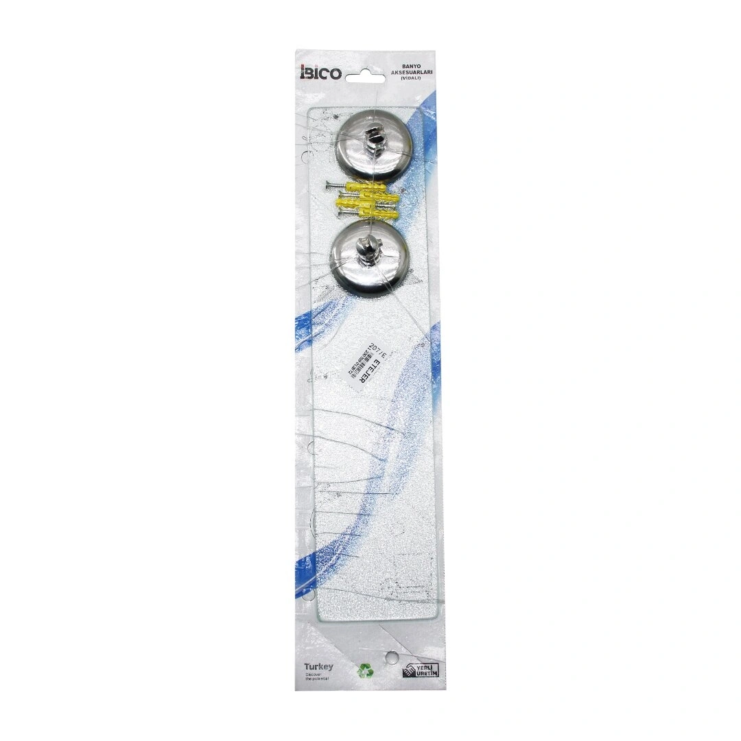 İBİCO BNY-207/E  ( CAM ) ETEJER  ( KROM ASKILIK & TUTACAK ) ( VİDALI MONTAJ ) (ETAJER)*30=K
