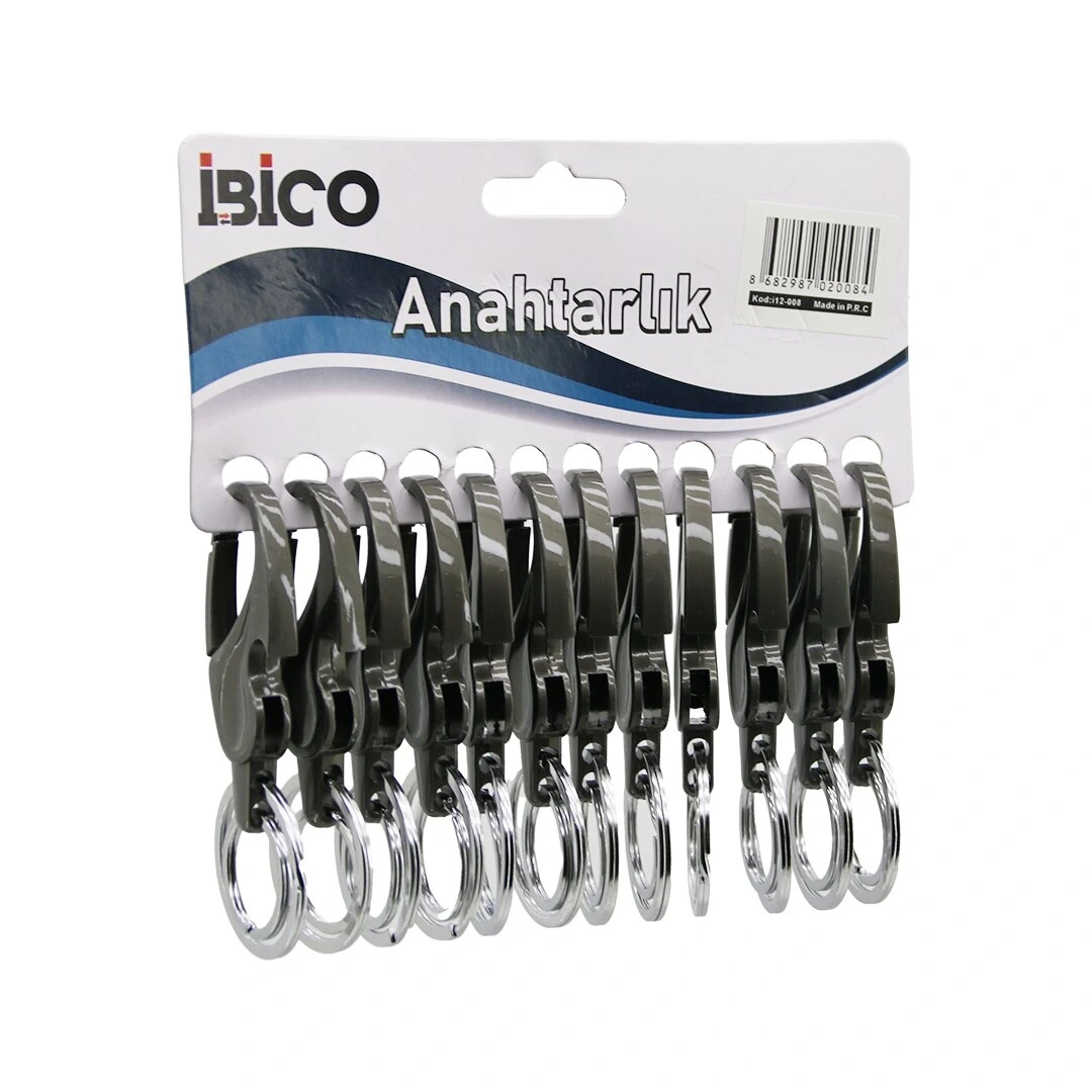 İBİCO İ12-008 ( AÇACAKLI  ) ( SU DAMLASI MODEL GÖVDE ) ( METAL ) ANAHTARLIK ( ÇİFT HALKALI ) ( KEMER GEÇMELİ )*12X50