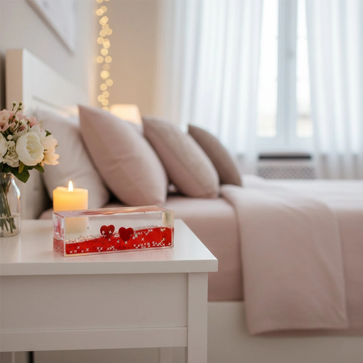 İBİCO İ12-225 (KIRMIZI SU) (KALP & YILDIZ) (D.DÖRTGEN MİKA ŞİŞE ) YÜZEN BATMAYAN (DEKORATİF BİBLO AKVARYUM)(4.5X13CM)*72