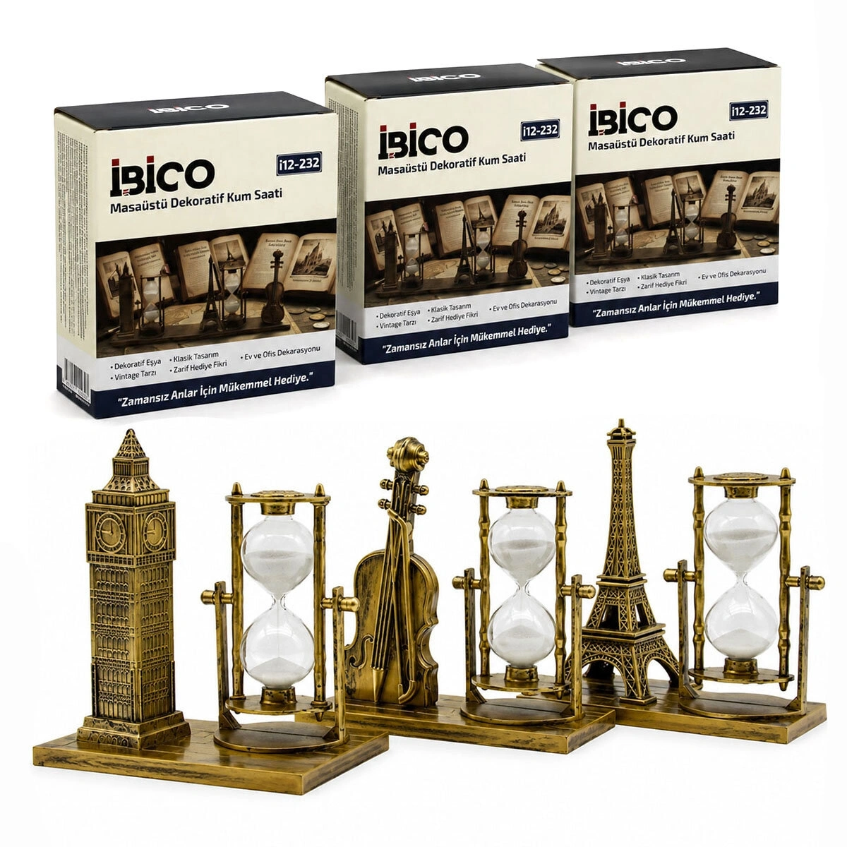 İBİCO İ12-232 MASAÜSTÜ DEKORATİF KUM SAATİ PLASTİK & SÜS EŞYASI*60