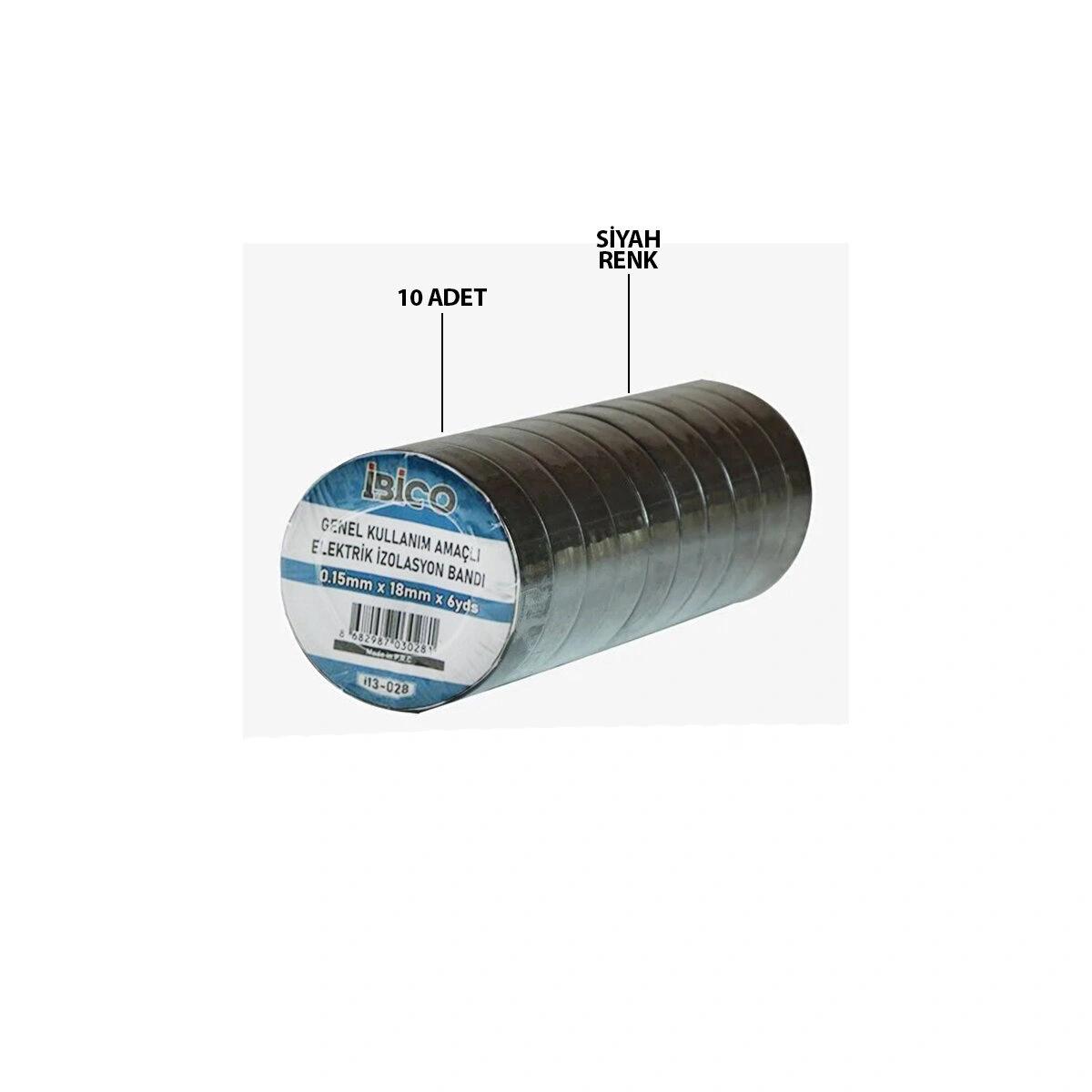 İBİCO İ13-028 ( SİYAH ) İZOLASYON ELEKTRİK BANTI ( 0.15MM X 18MM ) ( 6YDS )*10X50