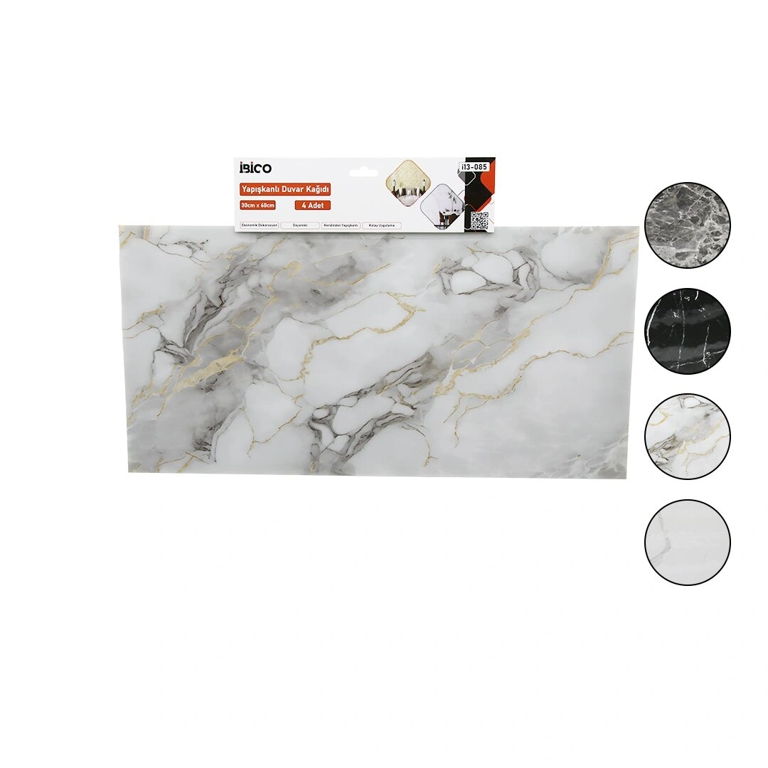 İBİCO İ13-085 ( 4PCS ) ( 30X60CM ) ( DÜZ & KÖPÜK PANEL ) ( MİX MERMER DESEN ) YAPIŞKANLI DUVAR KAĞIT*60=K