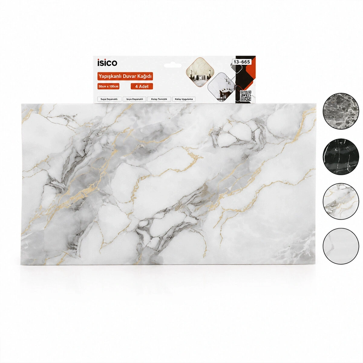 İBİCO İ13-085 ( 4PCS ) ( 30X60CM ) ( DÜZ & KÖPÜK PANEL ) ( MİX MERMER DESEN ) YAPIŞKANLI DUVAR KAĞIT*60=K