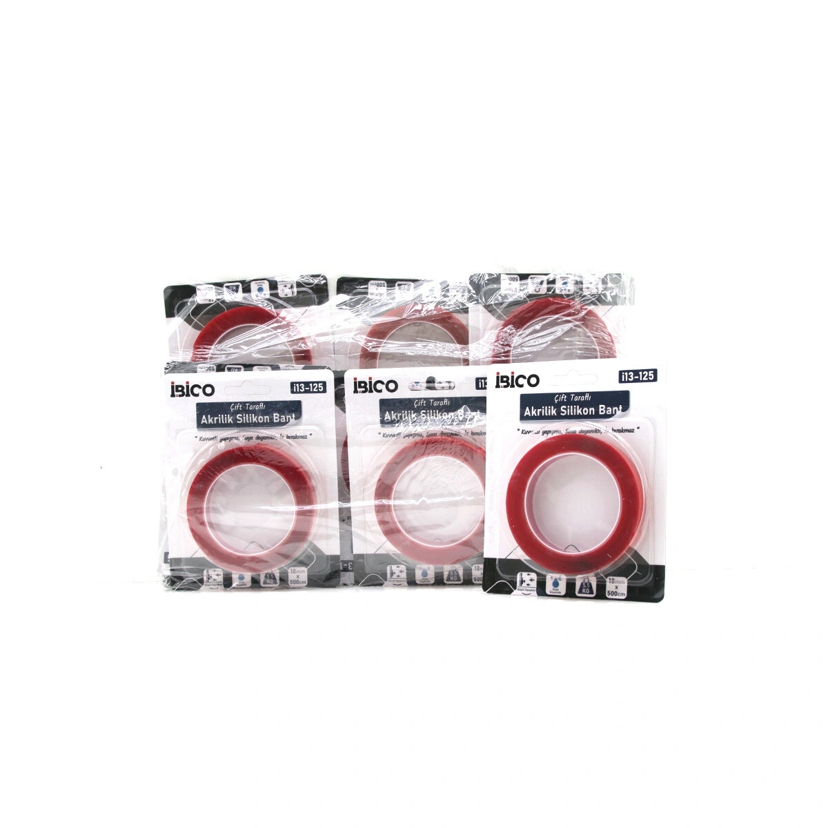 İBİCO İ13-125 ( 18MMX5MT ) AKRİLİK SİLİKONİZE BANT ( ÇİFT TARAFLI BANT ) ( MAX - 5.5KG )*12X24