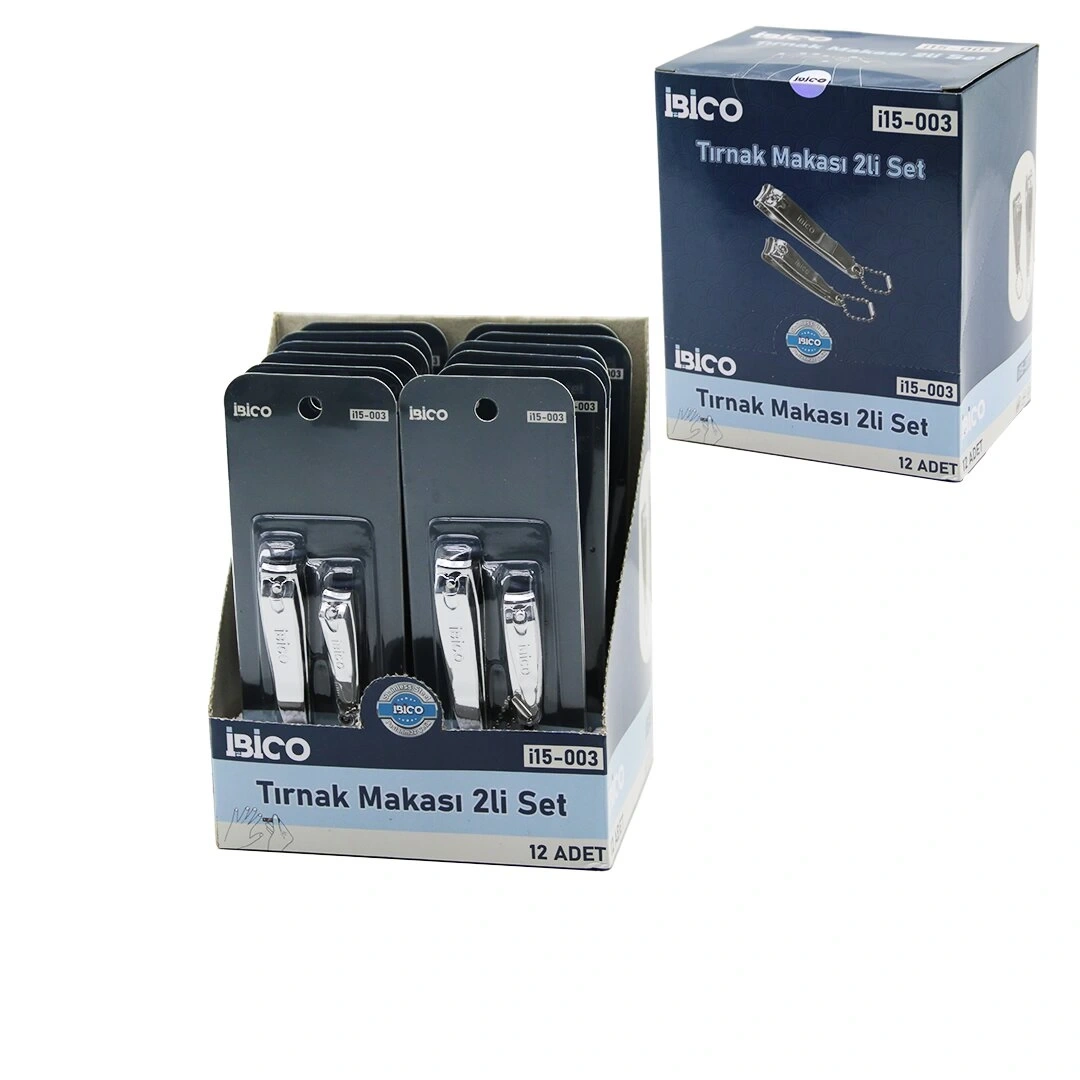 İBİCO İ15-003 ( 2PCS ) ( GRİ ) TIRNAK MAKASI SETİ ( 1-BÜYÜK & 1-KÜÇÜK )*12X30