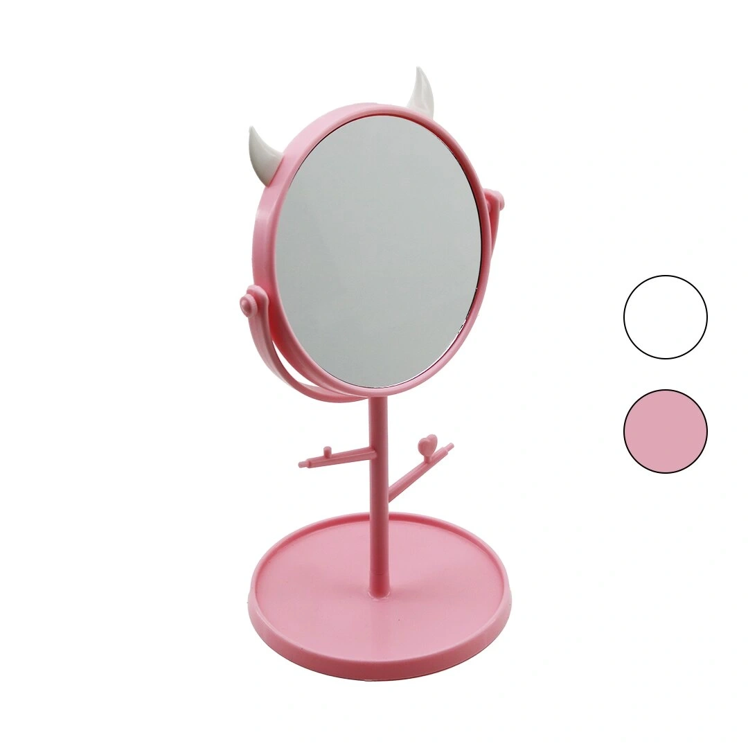 İBİCO İ15-026 ( 6 & 15CM ) (YUVARLAK & BOYNUZLU) (TAKI ASKILIKLI) MAKYAJ AYNASI (RENKLİ PLASTİK) (TAKILIK SEPETLİ=15CM)*72