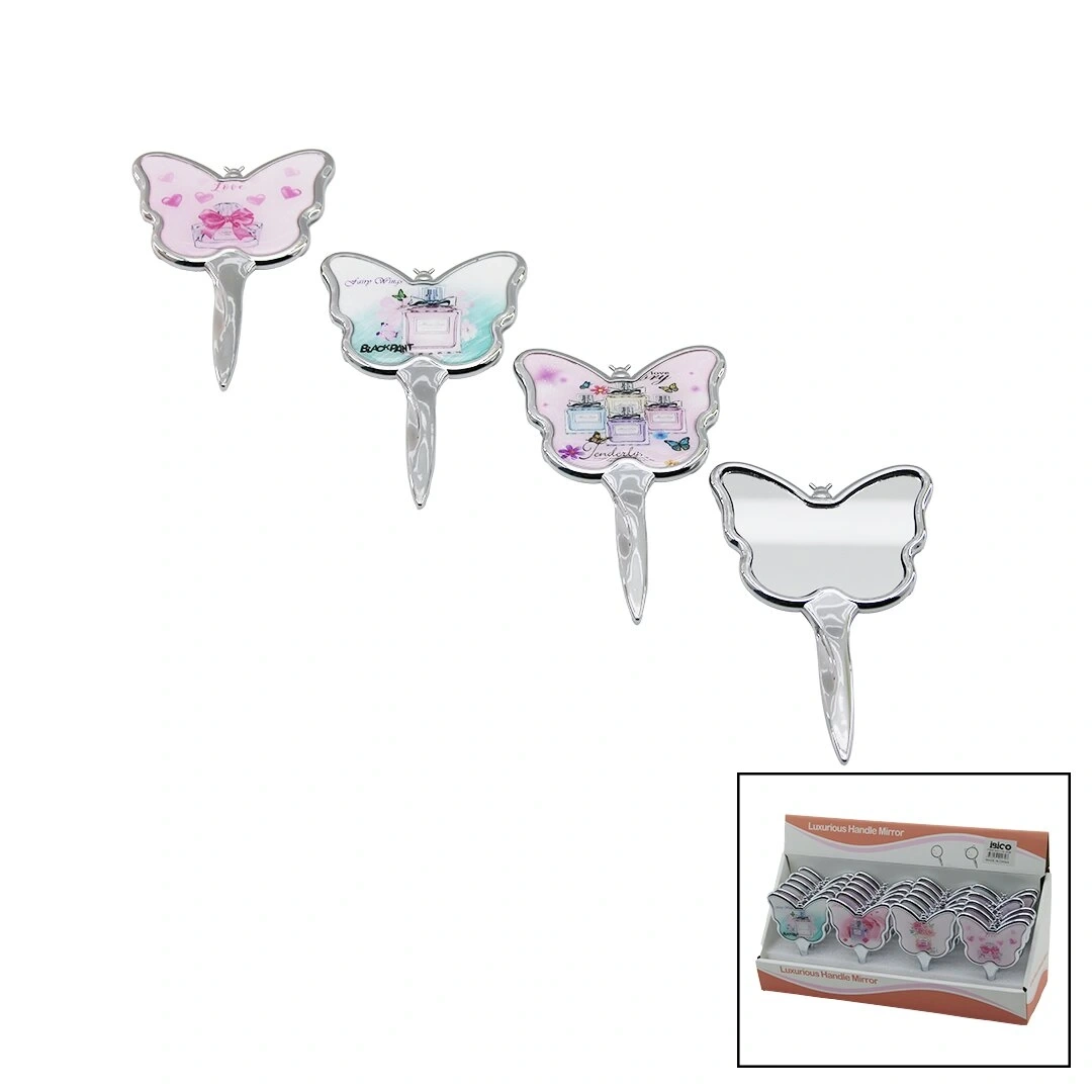 İBİCO İ15-038 ( KELEBEK MODEL ) ( ÇANTA DESENLİ ) ( SAPLI )  ( CEP & ÇANTA ) MAKYAJ AYNASI ( TEK TARAFLI )*24X16