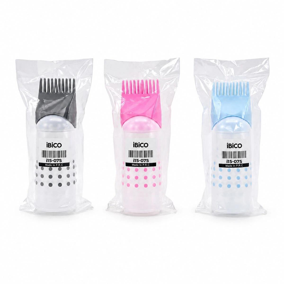 İBİCO İ15-075 SAÇ BOYAMA TARAK RENKLİ PLASTİK ( 6OZ ÖLÇEKLİ & ŞEFFAF PLASTİK ŞİŞELİ )*300