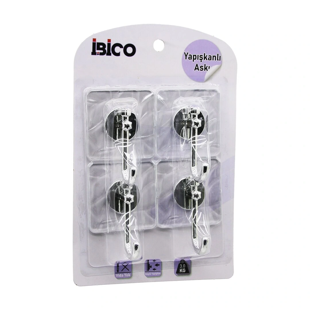 İBİCO İ17-008 (4PCS) (GÜMÜŞ) (KROM GÖRÜNÜM) PLASTİK ASKI ( YAPIŞKANLI=ŞEFFAF MİKA KRİSTAL PLAKA=ÇATLAK DESEN) (3KG)*12X14
