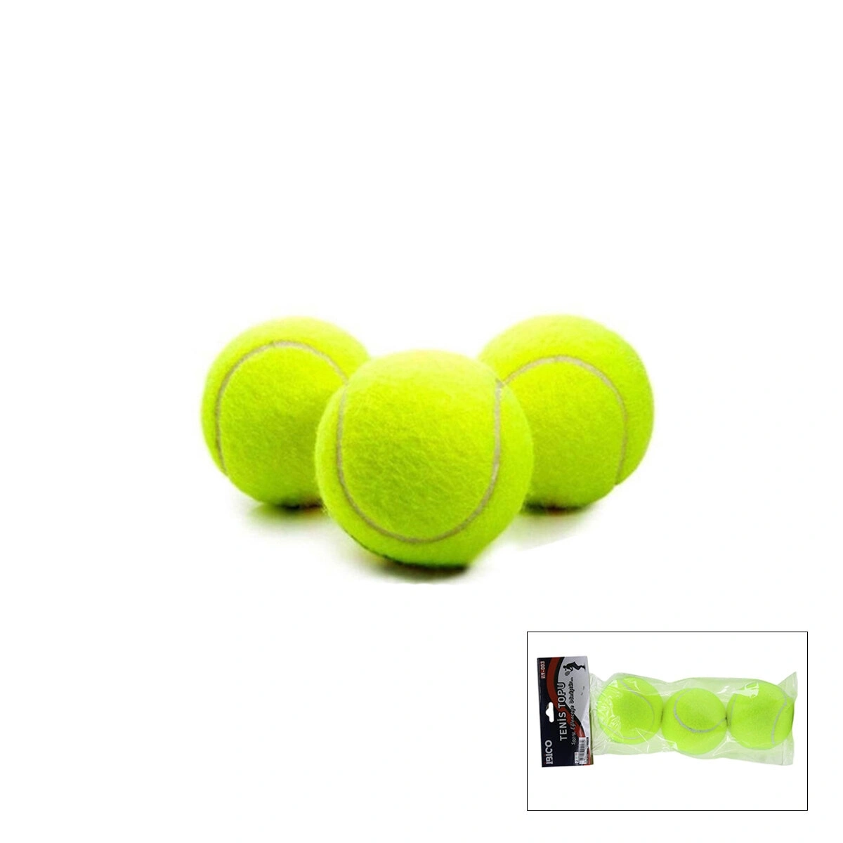 İBİCO İ19-003 ( 3PCS ) TENİS KORT TOPU ( POŞETLİ KARTELA AMBALAJ )*80