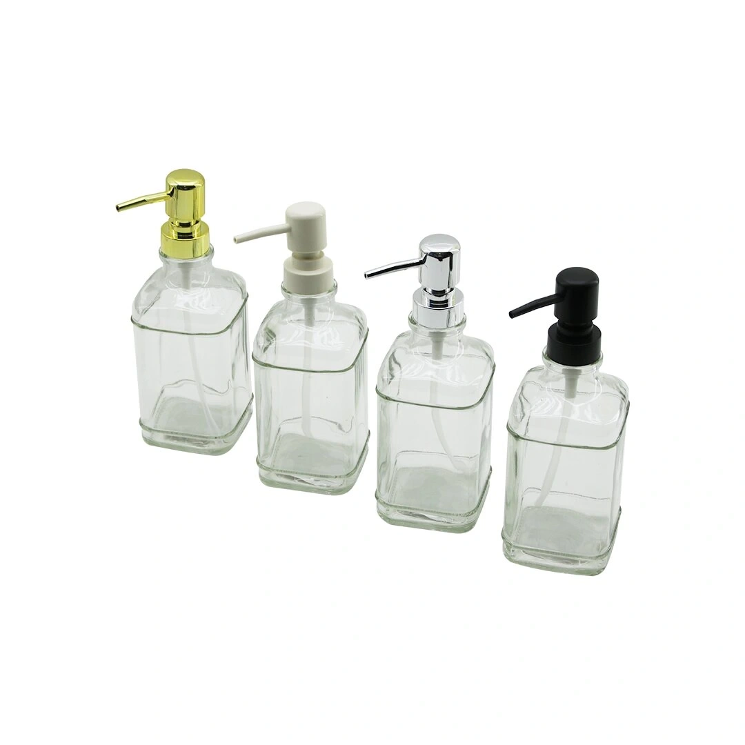 İBİCO İ21-043 ( CAM ) ( KARE & ŞEFFAF ŞİŞE ) SIVI SABUNLUK ( RENKLİ PLASTİK POMPA )*48=K