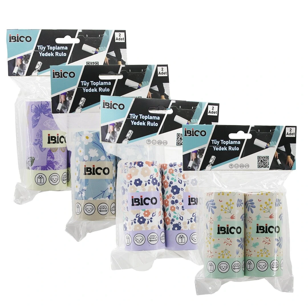 İBİCO İ21-045 (2PCS YEDEK) ( 2X60 YAPRAK ) (YAPIŞKANLI) PRATİK TÜY TOPLAYICI YEDEK RULO BANT (PET SHOP)*12X12