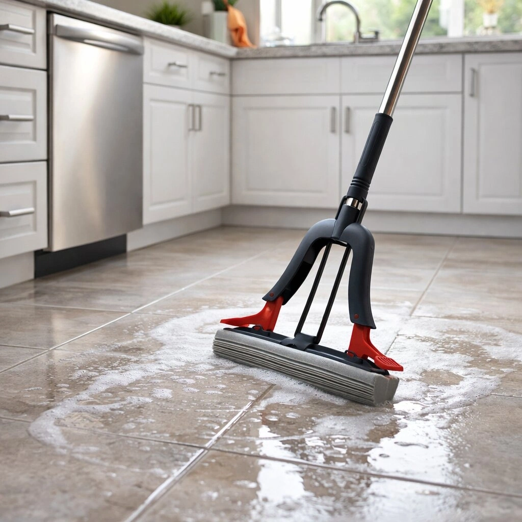 İBİCO İ21-117 MOP ( KENDİNDEN SIKMALI ) PVA SÜNGER MOP & KELEBEK MOP ( KROM SAP = 100CM + PLASTİK BAŞLIK=120CM )*40