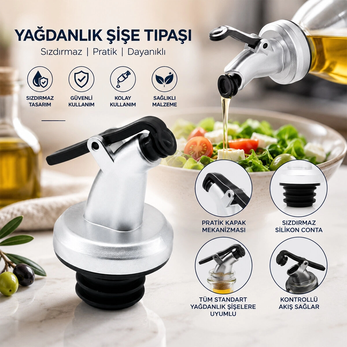 İBİCO İ22-145 ( GRİ ) ( PLASTİK ) ( YAĞDANLIK ŞİŞE TIPASI ) ( KİLİTLİ KAPAK )*100X10