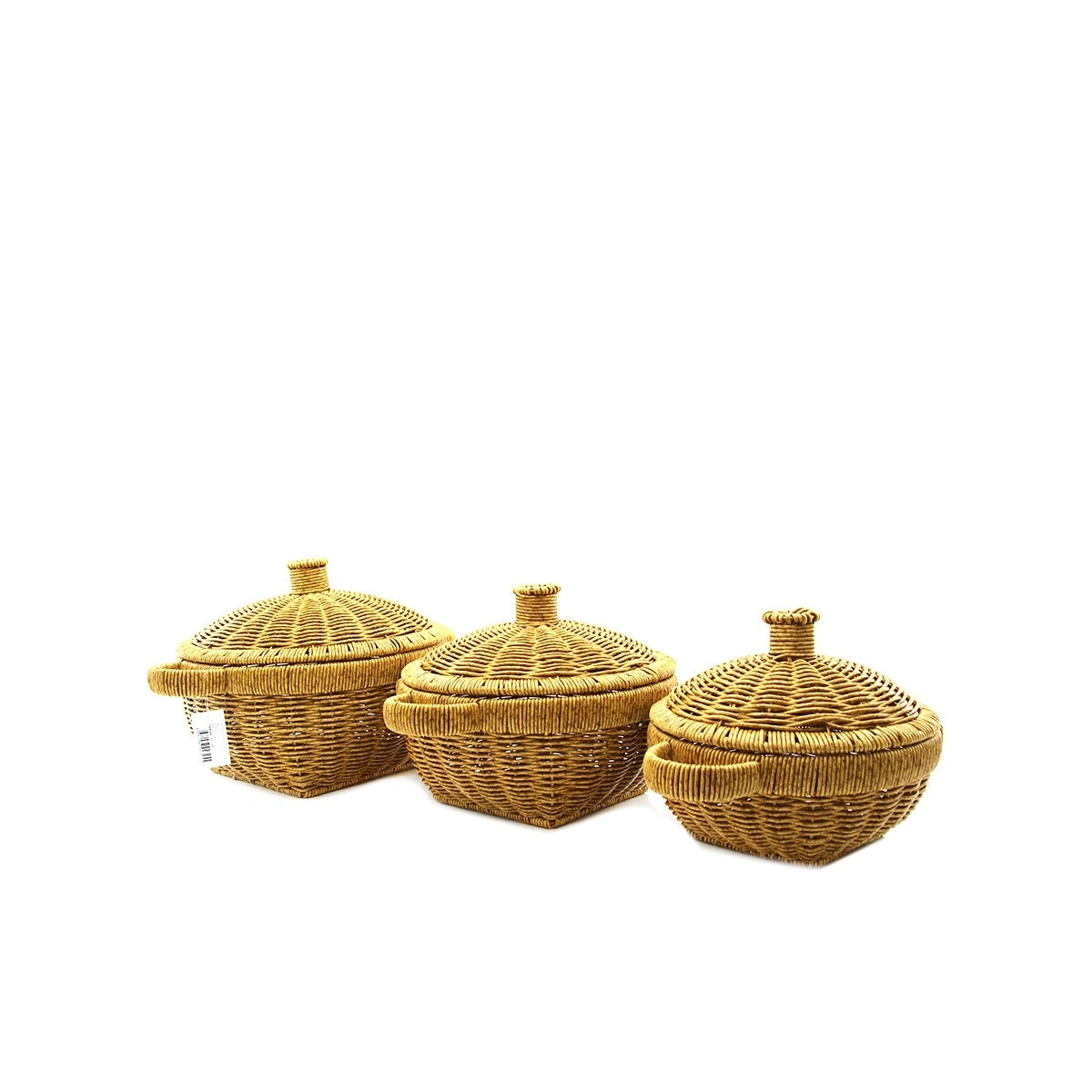 İBİCO İ22-325 ( 3PCS ) (YUVARLAK) (METAL İSKELE ) PLS.HASIR ORGANİZER SEPET ( KAPAKLI )*12=K