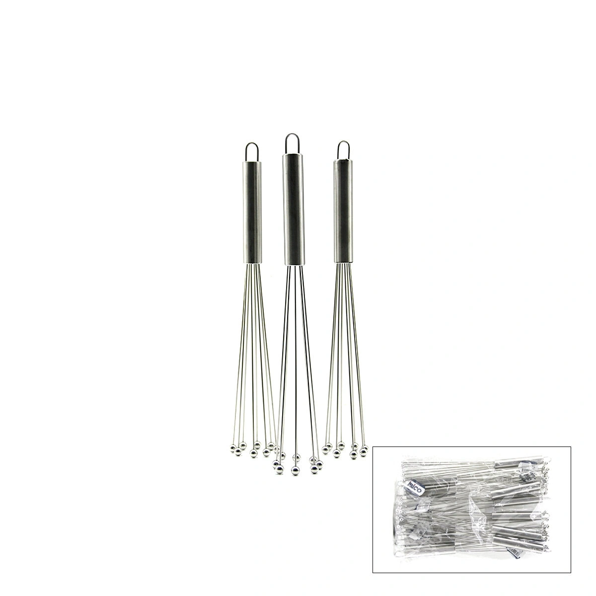 İBİCO İ22-357 ( 8-BONCUK UÇLU ) METAL ÇIRPICI ( KROM SAP ) ( UÇLARI=İT TOPLA & ÇEK AÇ ) ( UÇ=18CM + SAP:12CM )*12X20