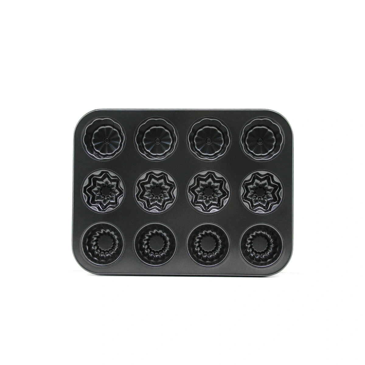 İBİCO İ22-378 ( 12 GÖZLÜ ) ( METAL & SİYAH ) ( ŞEKİLLİ ) MUFFİN & KEK KALIP*60