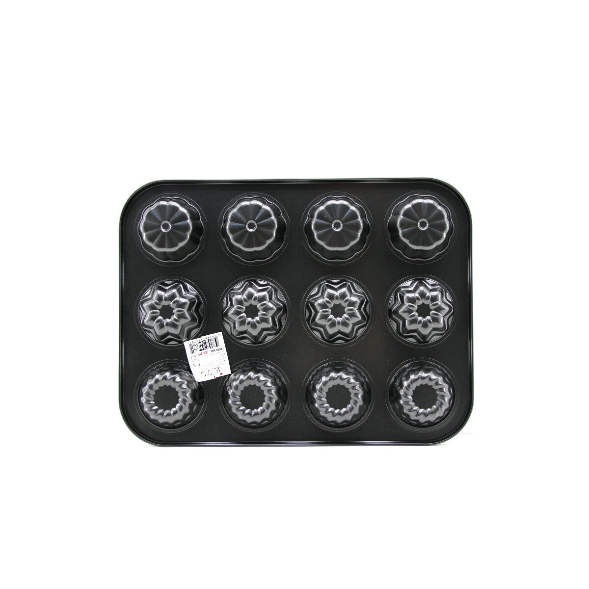 İBİCO İ22-378 ( 12 GÖZLÜ ) ( METAL & SİYAH ) ( ŞEKİLLİ ) MUFFİN & KEK KALIP*60