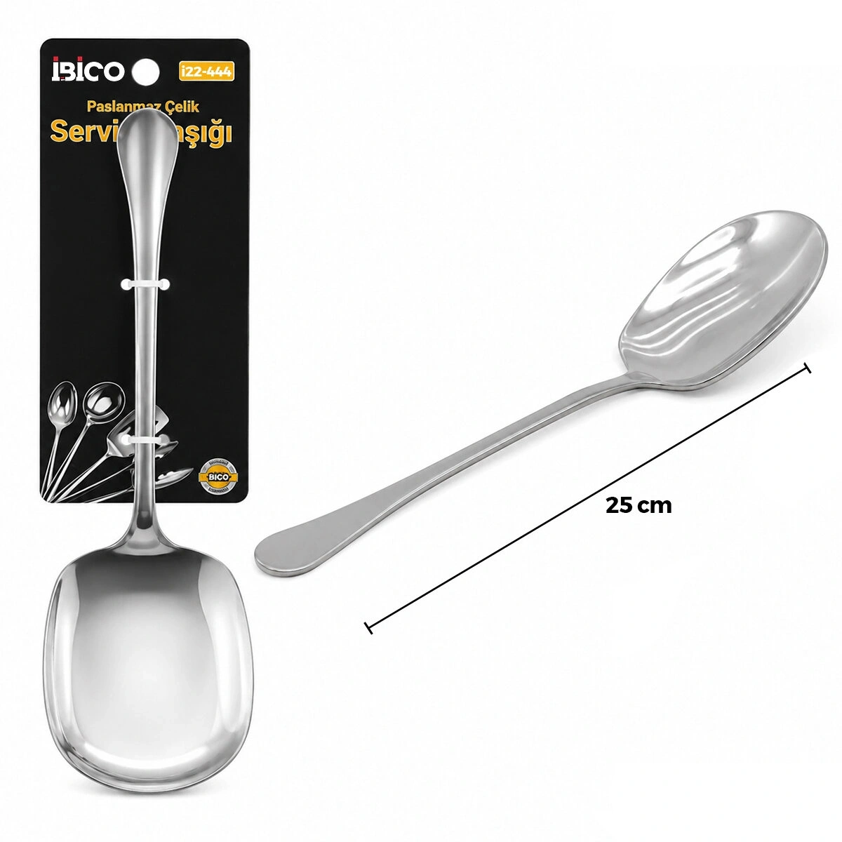 İBİCO İ22-444 ( 25CM ) ( KROM ) ( METAL ) ( SERVİS KAŞIK )*12X10
