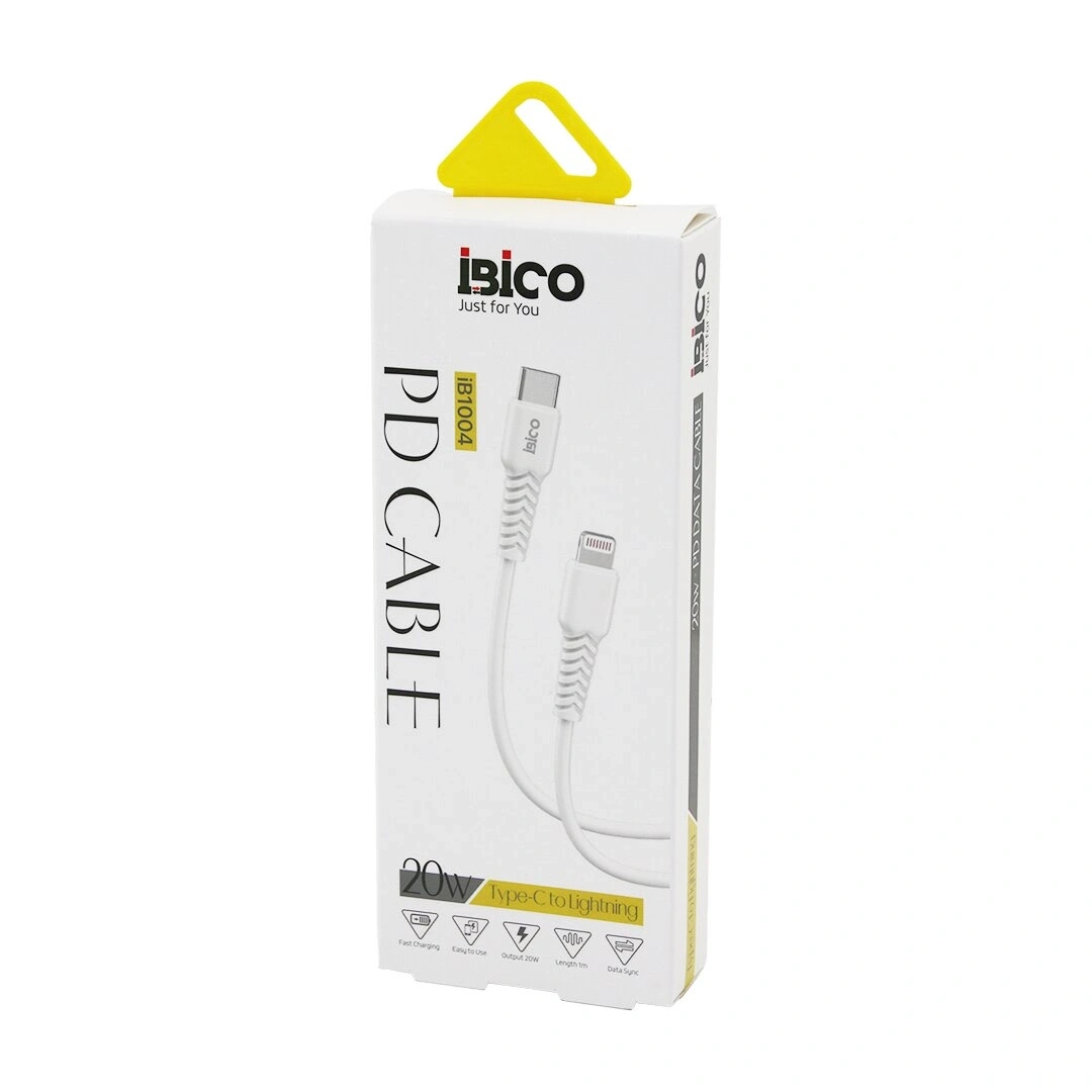 İBİCO İB-1004 ( TYPE-C TO=( İPHONE ) ( KABLO ) ( 20W ) ( HIZLI ) TELEFON ŞARJ & DATA KABLOSU=1MT ( 3400mA )*10X1