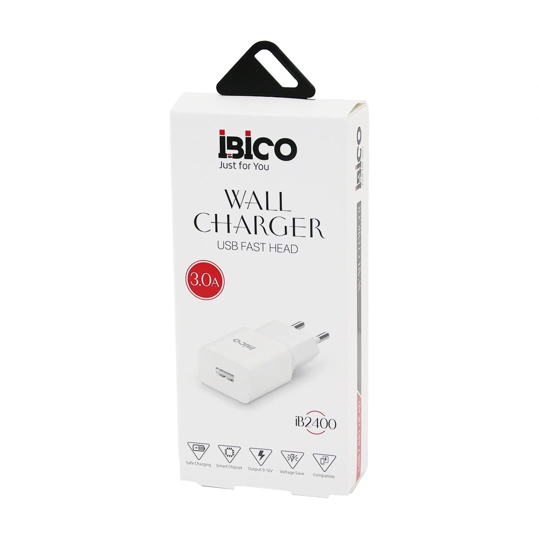 İBİCO İB-2400 ( USB ) ( BAŞLIK ) ( 3.0A ) ( HIZLI ) TELEFON ŞARJ BAŞLIK EV ( 5V=3.0A & 9-12V-1.5A )*5X30