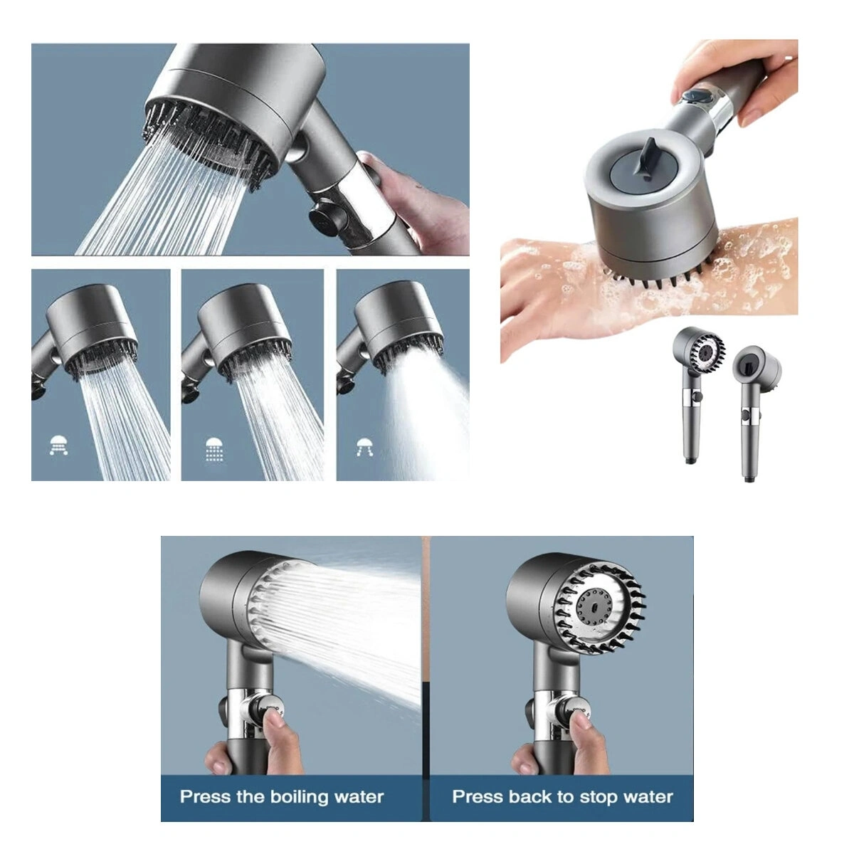 İBİCO K13-043 ( MASAJ UÇLU=ELASTİK SİLİKON ) ULTRA DUŞ BAŞLIK ( 360° ) ( 3 MOD= FONKSİYONLU ) ( SU STOP TUŞLU )*40