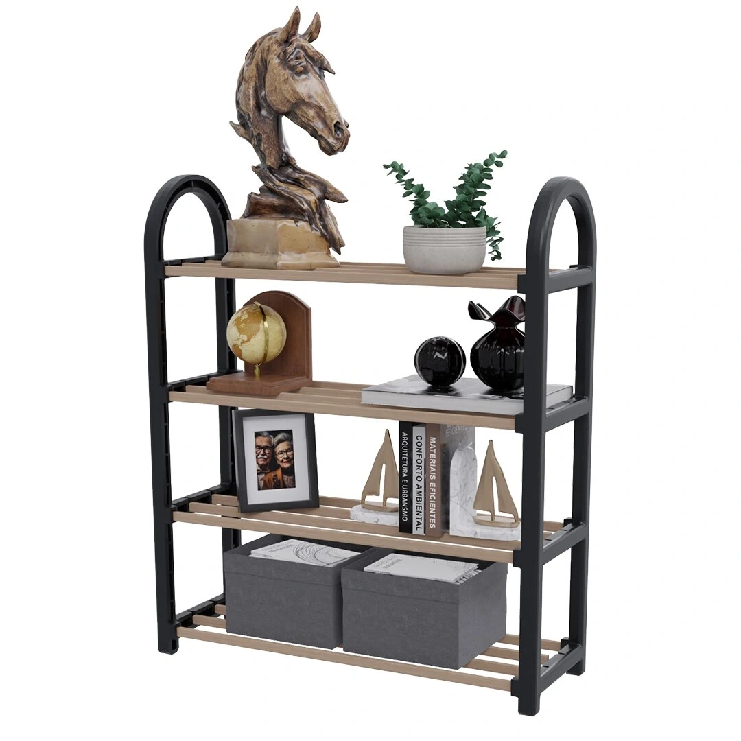 İBİCO K13-600 (4 KATLI) AHŞAP AYAKKABILIK (8 AYAKKABILIK) (64X50X18CM) (ÇOK AMAÇLI RAF) (PORTATİF & VİDASIZ KOLAY MONTAJ)*12