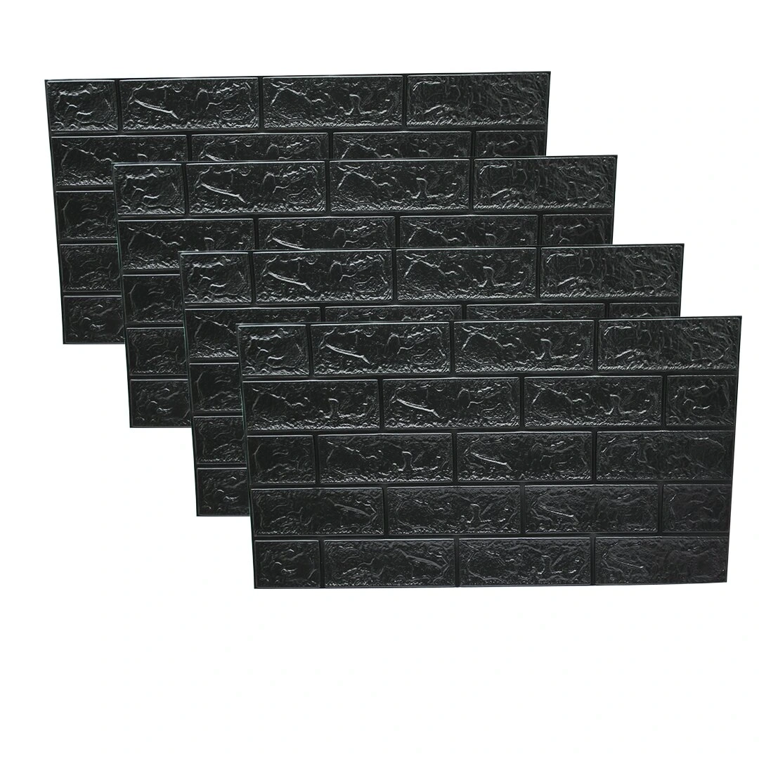 İBİCO ( KABARTMA & KÖPÜK PANEL ) ( SİYAH & TUĞLA DESEN ) YAPIŞKANLI DUVAR KAĞIT ( 70X38CM )*5X50