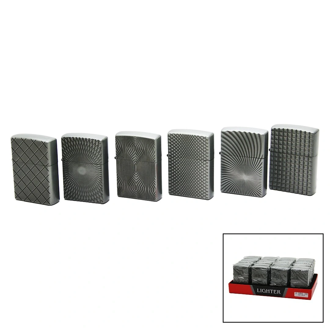 İBİCO HUAY LIGHTER 3-SDA-18-20 ( TAÇLI KURU KAFA & KANAT KABARTMALI ) ZİPPO ÇAKMAK ( MİX RENKLİ DESEN )*20X24